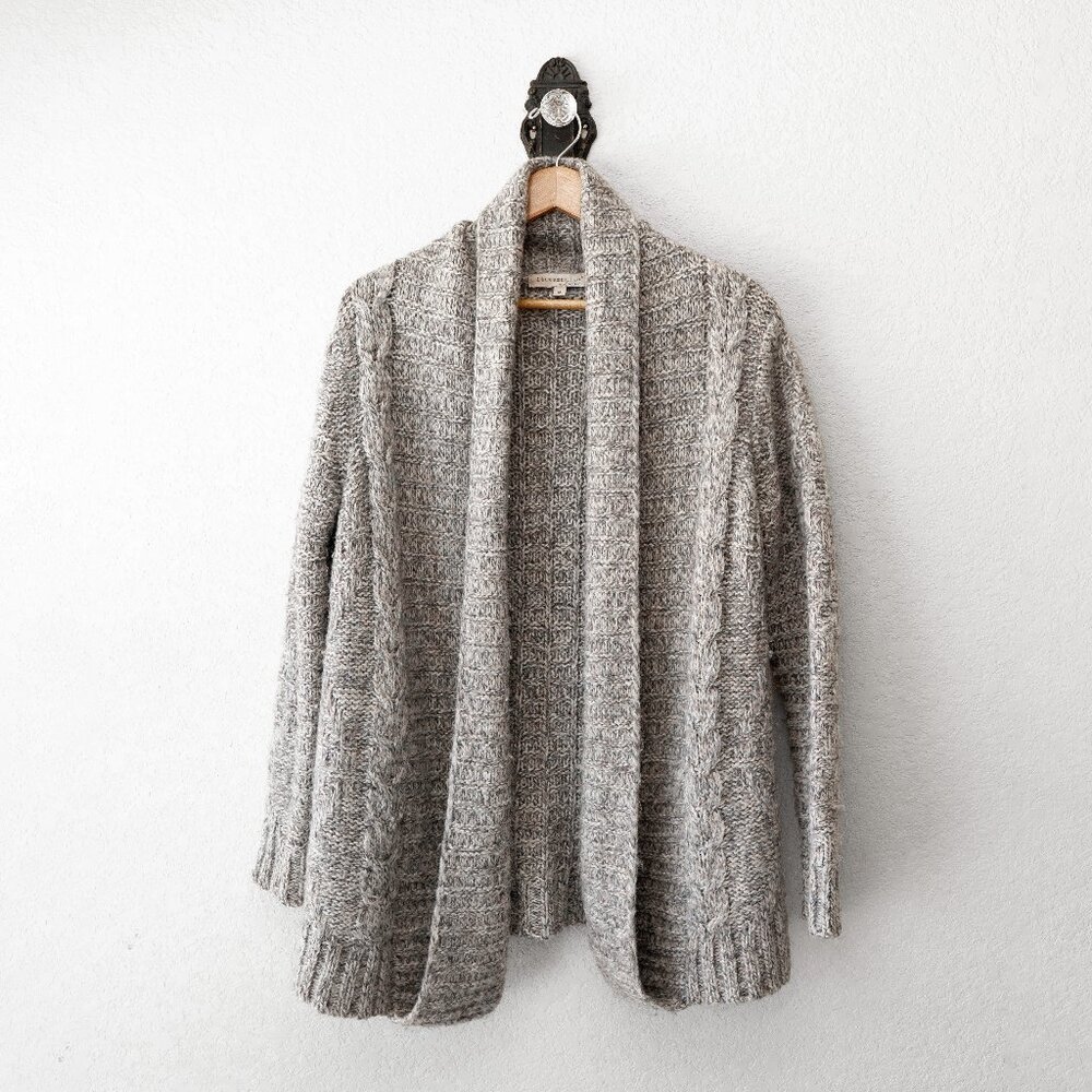 Lineamaglia Alpaca Wool Cardigan Made Italy Marled Chunky Knit Open Front M